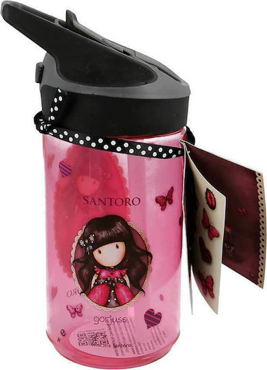 Santoro Παιδικό Παγούρι Gorjuss Πλαστικό με Βιδωτό Καπάκι Non Spill Ροζ 480ml