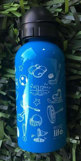 Ecolife Kids Water Bottle Stainless Steel with Pop-Up Cap Light Blue 500ml