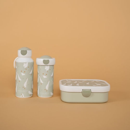 Little Dutch Little Goose Kids Water Bottle Plastic with Screw Cap Non Spill Gray 300ml