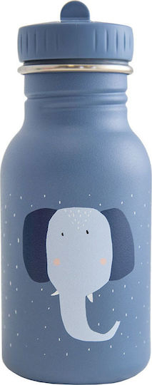 Trixie Mrs. Elephant Kids Water Bottle Stainless Steel with Screw Cap Non Spill Blue 350ml