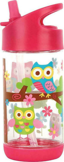 Stephen Joseph Flip Top Kids Water Bottle Plastic with Straw Pink 355ml