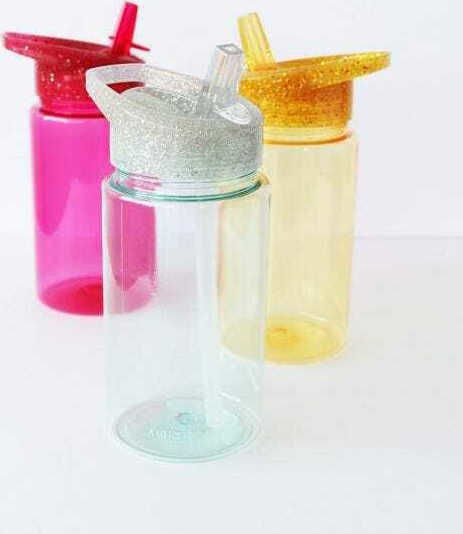 A Little Lovely Company Kinderflasche Kunststoff mit Strohhalm Gelb 450ml