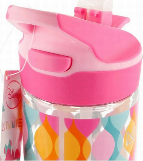 Stor Kinderflasche Minnie Kunststoff mit Strohhalm Rosa 620ml