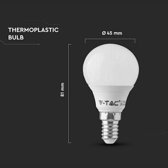 V-TAC VT-1880 LED Bulb 5.5W 80mm for Socket E14 and Shape P45 Warm White 470lm