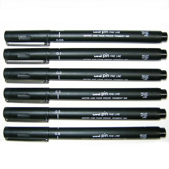 Uni-Ball Pin Line Μαρκαδόρος Σχεδίου Μαύρο 0.5mm