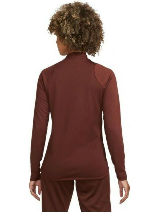 Nike Football Academy Women's Athletic Blouse Long Sleeve with Zipper Brown