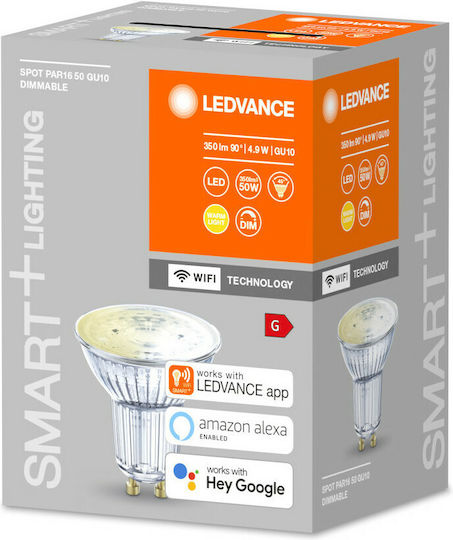 Ledvance Smart Λάμπα LED 5W για Ντουί GU10 και Σχήμα PAR16 Θερμό Λευκό 470lm Dimmable