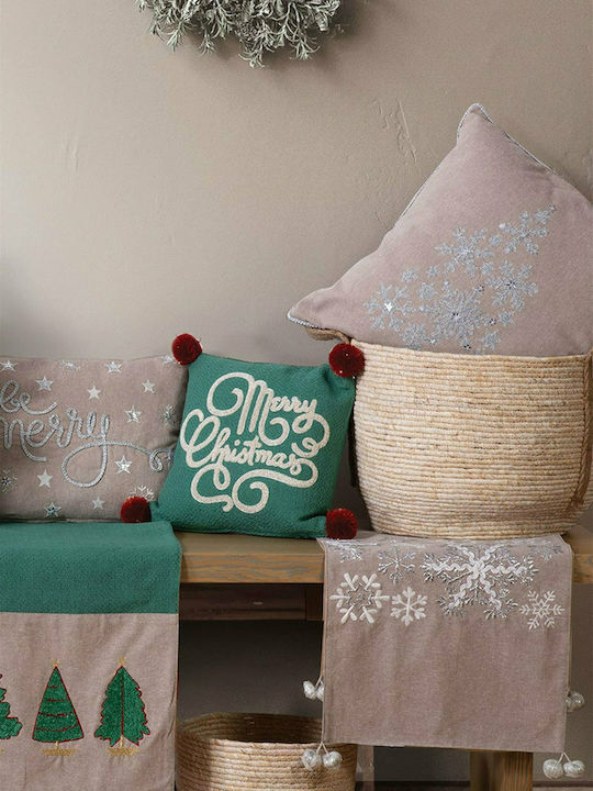 Nef-Nef Homeware Weihnachtsdekoratives Kissen Christmas Snow Platz Gray 45x45cm