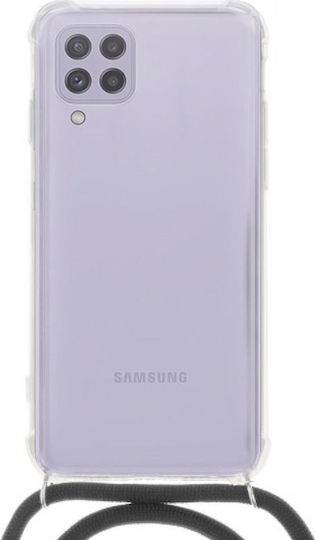 Forcell Cord Задна корица Силикон с Каишка Черен (Galaxy A22 4G)