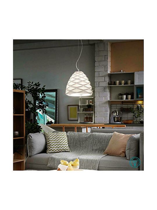 Fabas Luce Duchessa Hängelampe Weiß Glocke mit Fassung E27 30x200cm.