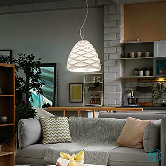 Fabas Luce Duchessa Pendant Light White Bell with Socket E27 30x200cm