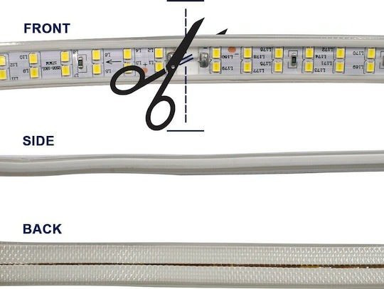 GloboStar Αδιάβροχη Ταινία LED 220V Φυσικό Λευκό Φως 1m Τύπου SMD2835