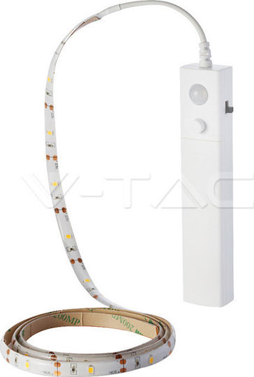 V-TAC Waterproof LED Strip Battery Warm White Light 1m Type SMD2835 with Motion Sensor & Power Supply