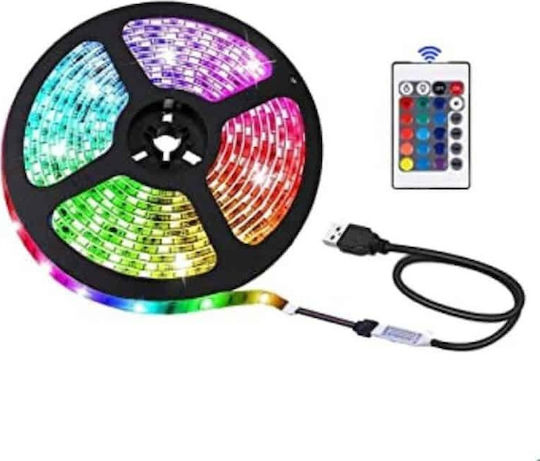 Αδιάβροχη Ταινία LED 12V RGB Φως 5m Τύπου SMD5050 με Τροφοδοτικό & Τηλεχειριστήριο