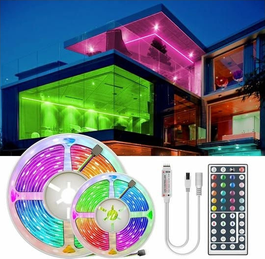 Αδιάβροχη Ταινία LED 12V RGB Φως 5m Τύπου SMD5050 με Τροφοδοτικό & Τηλεχειριστήριο