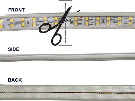 GloboStar Αδιάβροχη Ταινία LED 220V Θερμό Λευκό Φως 1m Τύπου SMD2835