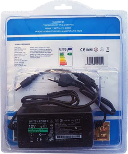 Lucas Ταινία LED 12V Ψυχρό Λευκό Φως 5m Τύπου SMD5050 με Τροφοδοτικό