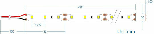 Cubalux Waterproof LED Strip 12V Warm White Light 5m Type SMD2835