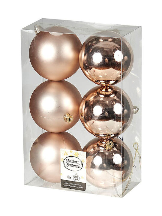 TnS Weihnachtshänger Kugel Ornament Plastik Rose Gold 8cm Set 6Stück