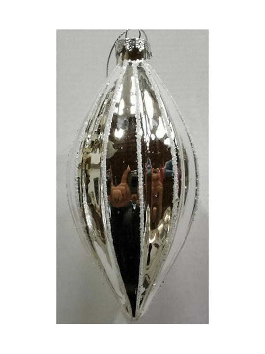 Set Weihnachtsbaumschmuck Tränen Glasartig Silber 14cm 12 Stück