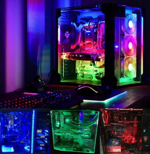LED Strip USB 5V RGB Light 4x50cm Type SMD5050 with Power Supply & Remote Control
