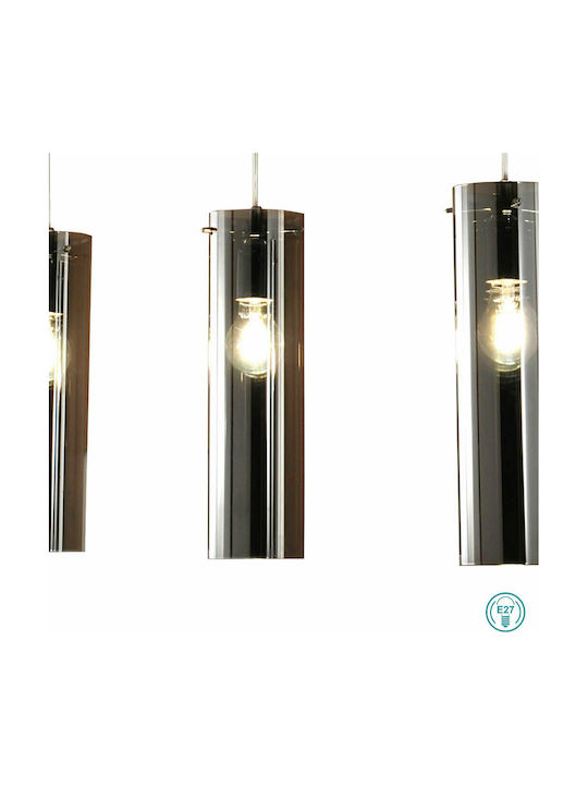 Fabas Luce Sintesi Pendant Light Three-Light Rail for Socket E27 Black