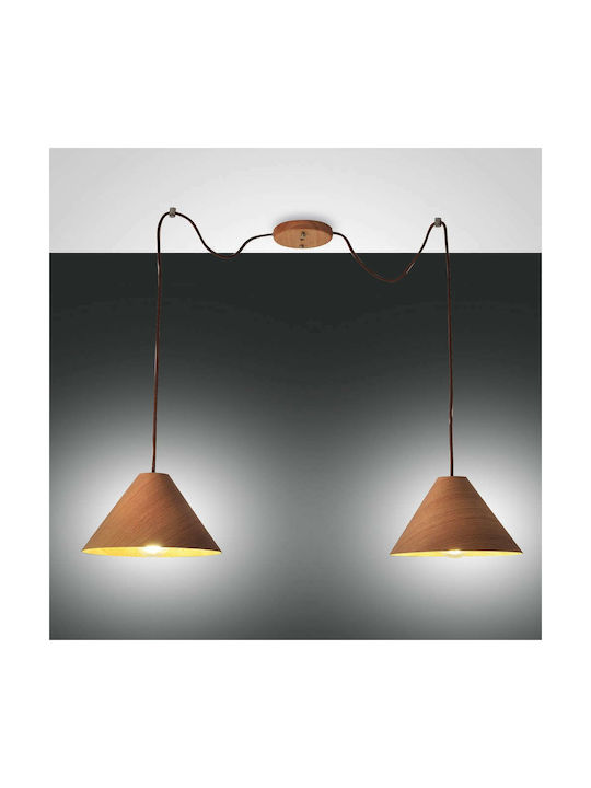 Fabas Luce Esino Pendant Light Two-Light for Socket E27 Brown