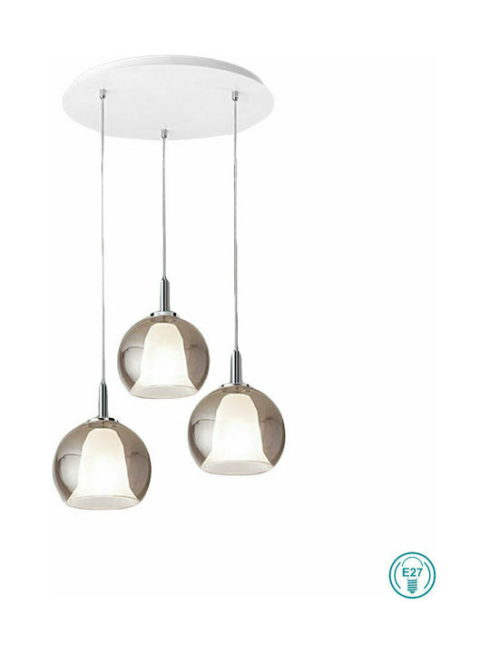 Fabas Luce Bretagna Pendant Light Three-Light for Socket E27 Gray