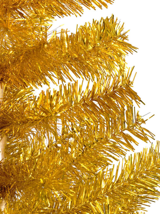 Decorated Christmas Gold Tree with Metallic Base and LED Lighting H210cm