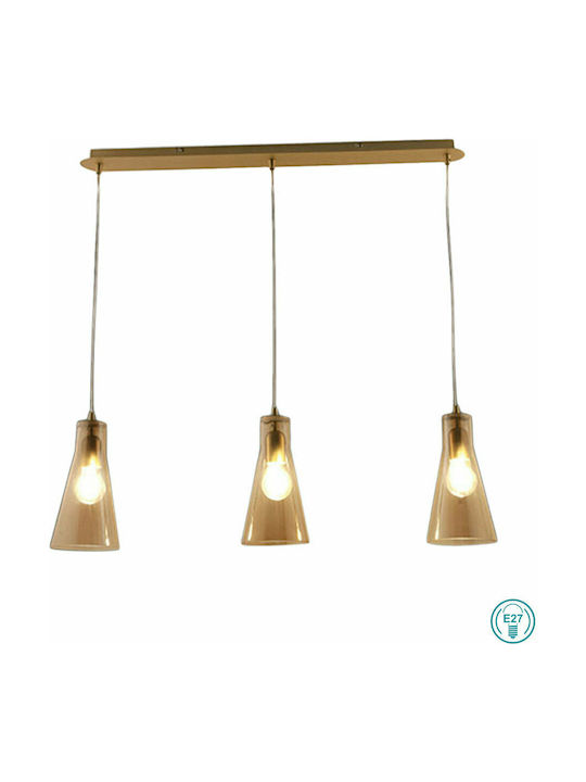 Fabas Luce Dafne Pendant Light Three-Light Rail for Socket E27 Honey