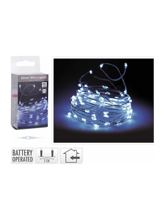 40 Λαμπάκια LED 2μ. Θερμό Λευκό Μπαταρίας σε Σειρά