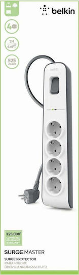 Belkin Захранваща лента Безопасност 4 Позиции с Превключвател и Кабел 2м
