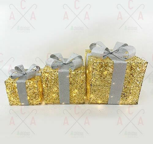 Aca Illuminated Christmas Figure Box Silver Length 30cm 3pcs