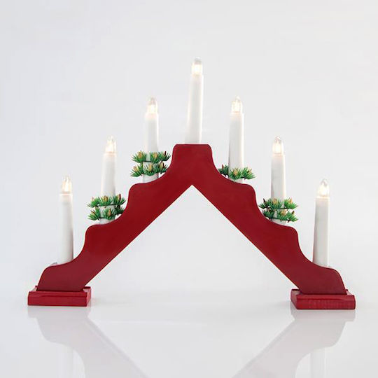 Eurolamp Christmas Wood Red Electric Candle 39.5x30.5cm