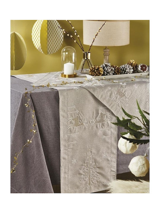 Whitegg Christmas Tablecloth Square Fabric White L90xW90cm 1pcs