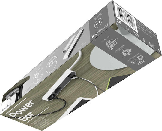 Allocacoc Powerbar Захранваща лента 2 Позиции с USB-A и Кабел 1.5м Сив
