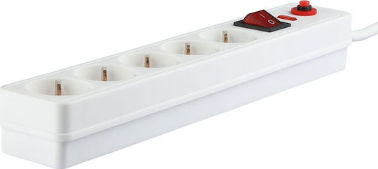 V-TAC Power Strip with Surge Protection 5 Positions with Switch and Cable 1.4m