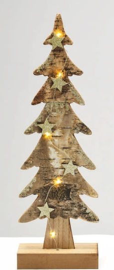 Christmas Decorative Illuminated Wood Tree 40cm IP20 Battery Beige