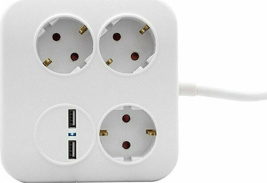 REV Power Strip 3 Positions with 2 USB-A, USB-C and Cable 1.4m