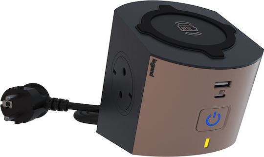 Legrand Corner Power Strip 2 Sockets with 1 USB-A, USB-C, Switch and 2m Cable