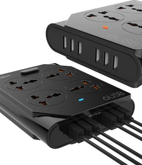 Moxom KH-63Y Steckdosenleiste 4 Positionen mit 6 USB-A und Kabel 1.5m