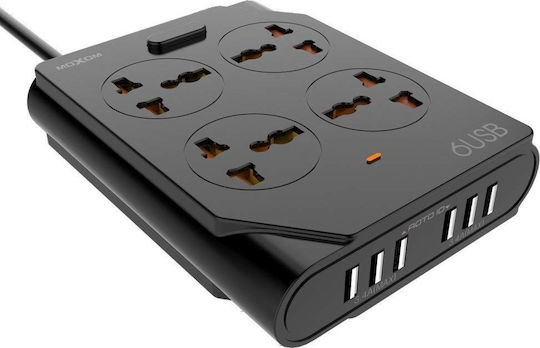 Moxom KH-63Y Steckdosenleiste 4 Positionen mit 6 USB-A und Kabel 1.5m