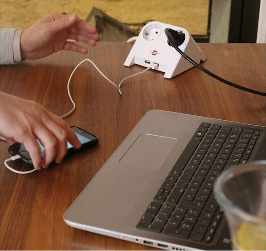Brennenstuhl Πολύπριζο Aσφαλείας 2 Θέσεων με 2 USB-A και Καλώδιο 1.8m