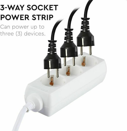 V-TAC Power Strip 3 Positions with Cable 1.5m