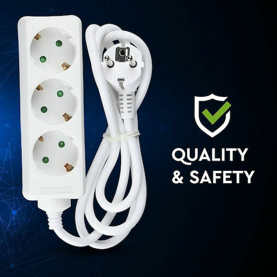 V-TAC Power Strip 3 Positions with Cable 1.5m