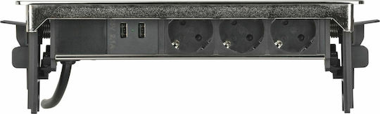Brennenstuhl Power Strip 3 Positions with 2 USB-A and Cable 2m Silver