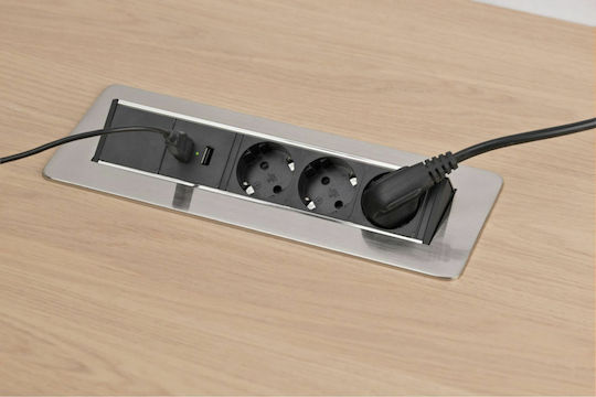 Brennenstuhl Power Strip 3 Positions with 2 USB-A and Cable 2m Silver