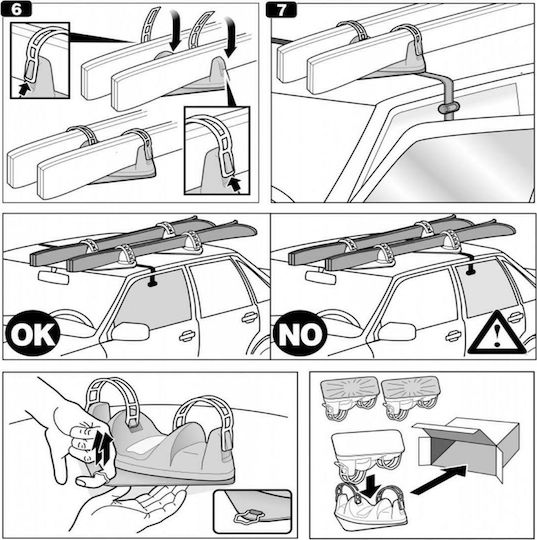 Menabo Igloo Magnetic Car Ski Mounts Suitable for 2 Ski Pairs