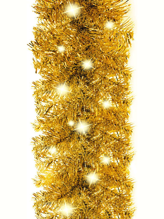 vidaXL Crăciun Ghirlande Iluminată Plastică Auriu 500cm 1buc Aurii 5m cu lumini LED