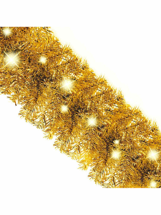 vidaXL Crăciun Ghirlande Iluminată Plastică Auriu 500cm 1buc Aurii 5m cu lumini LED